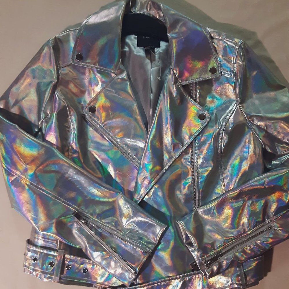 Forever 21 Holographic Faux Leather Jacket